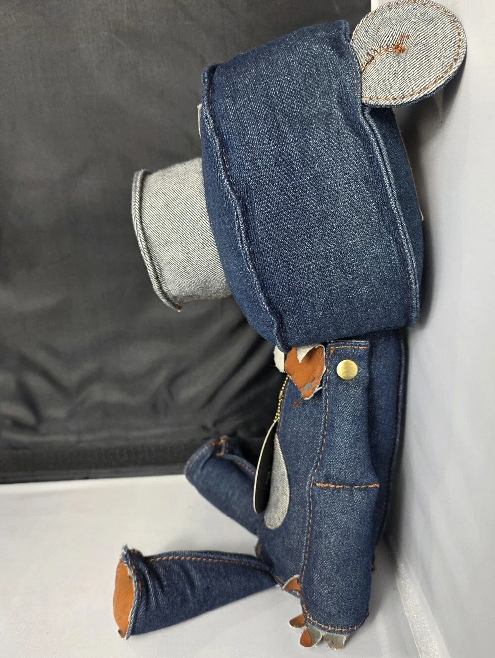 Chester Denim Bear Plush with Leather Accents